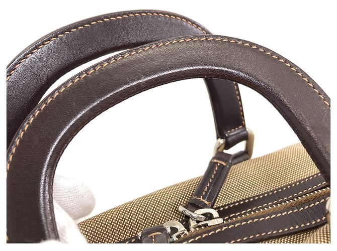 Borsa a mano in tela con logo Prada per donna Marrone - vista 14