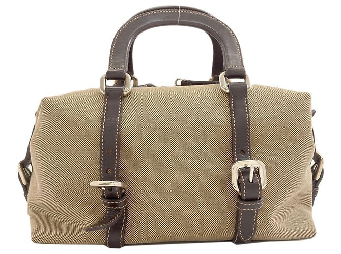 Borsa a mano in tela con logo Prada per donna Marrone - vista 2