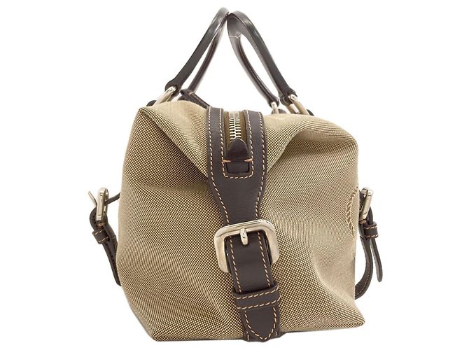 Borsa a mano in tela con logo Prada per donna Marrone - vista 3