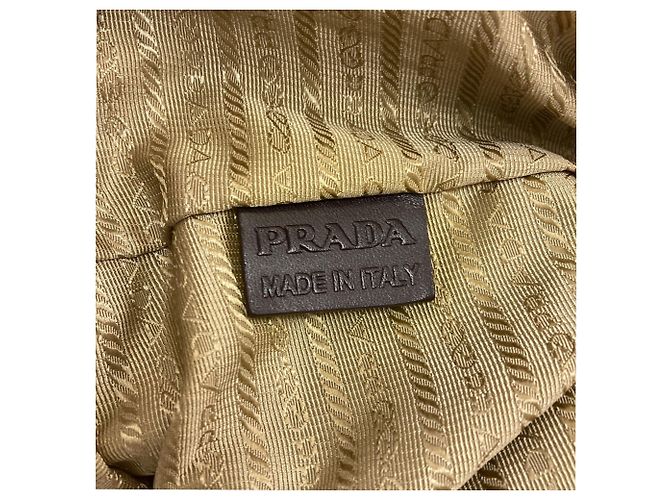 Borsa a mano in tela con logo Prada per donna Marrone - vista 7