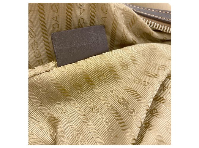 Borsa a mano in tela con logo Prada per donna Marrone - vista 9