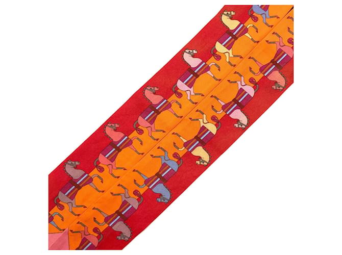 Hermès Hermes Twilly Schal Rot Orange - Ansicht 2