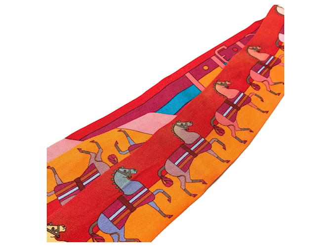Hermès Hermes Twilly Schal Rot Orange - Ansicht 6
