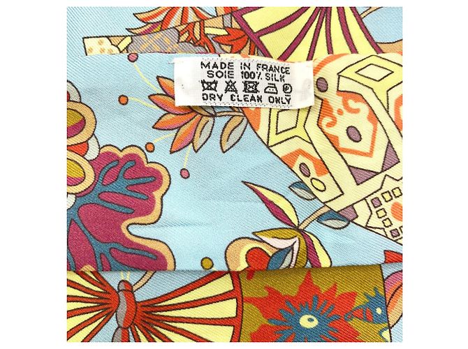 Hermès Pañuelo de seda Twilly Hermes Castaño Azul Naranja - vista 5