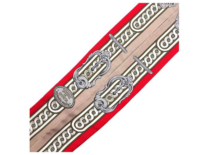 Hermès Pañuelo de seda Twilly Hermes Castaño Roja - vista 2