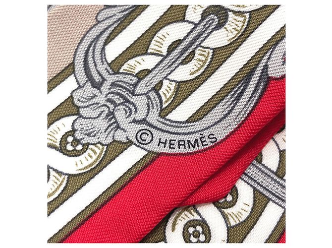Hermès Pañuelo de seda Twilly Hermes Castaño Roja - vista 4