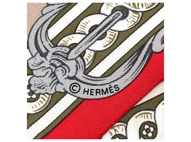 Hermès Hermes Twilly Seidentuch Braun Rot - Ansicht 5