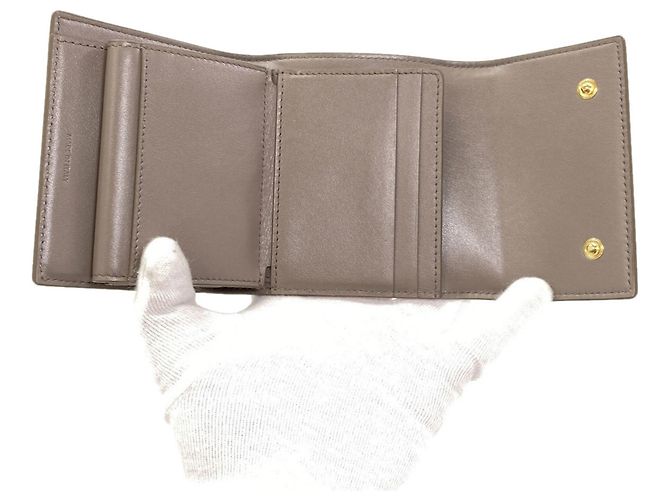 Céline Celine Trifold Wallet aus gräulichem Kalbsleder Grau - Ansicht 5
