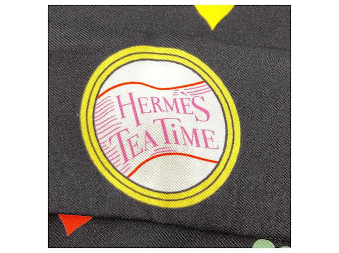 Hermès Hermes Twilly Seidentuch Schwarz Rot Gelb - Ansicht 4