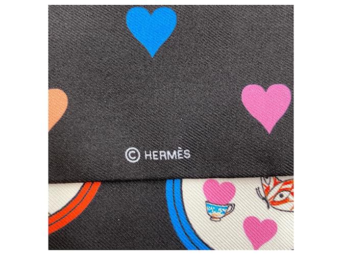 Hermès Hermes Twilly Seidentuch Schwarz Rot Gelb - Ansicht 5