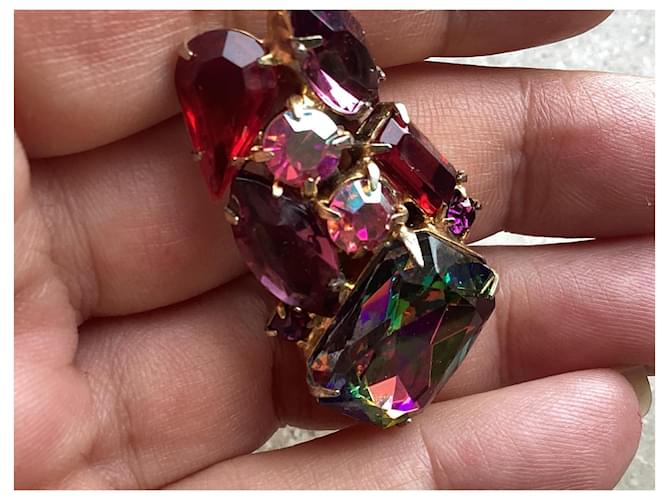 Schiaparelli Clip Aurora Borealis Rosso D'oro Porpora Metallico - vista 6