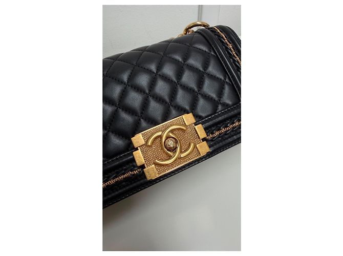 Borsa Chanel Boy Mini in Agnello Nero - vista 10