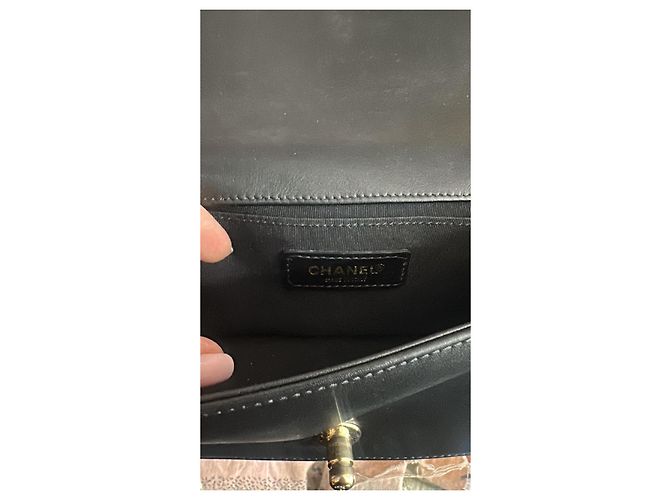 Borsa Chanel Boy Mini in Agnello Nero - vista 12