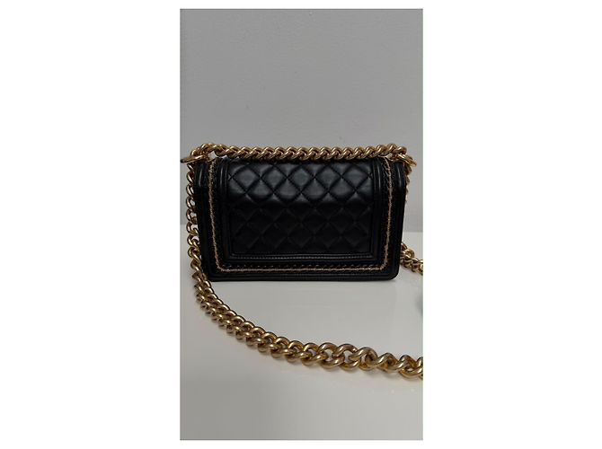 Borsa Chanel Boy Mini in Agnello Nero - vista 2