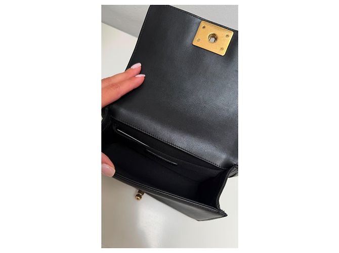 Borsa Chanel Boy Mini in Agnello Nero - vista 6