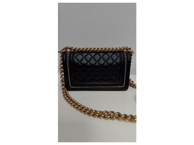 Borsa Chanel Boy Mini in Agnello Nero - vista 7