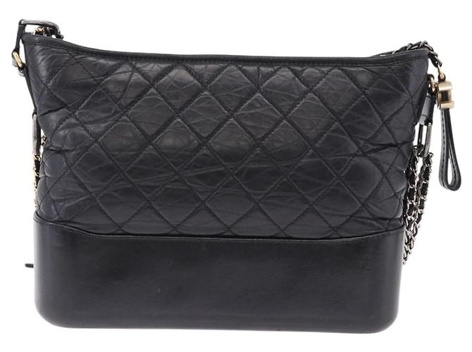 Chanel Gabrielle Hobo trapuntato in pelle di vitello invecchiata Small Nero - vista 2