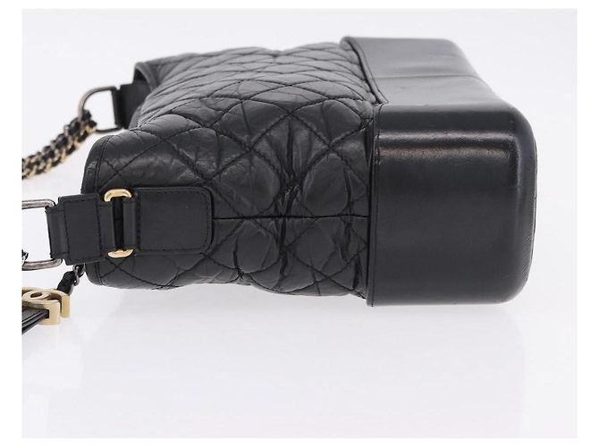 Chanel Gabrielle Hobo trapuntato in pelle di vitello invecchiata Small Nero - vista 4