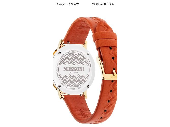 Montre Missoni Zigzag Cuir Orange Blanc Doré - vue 3