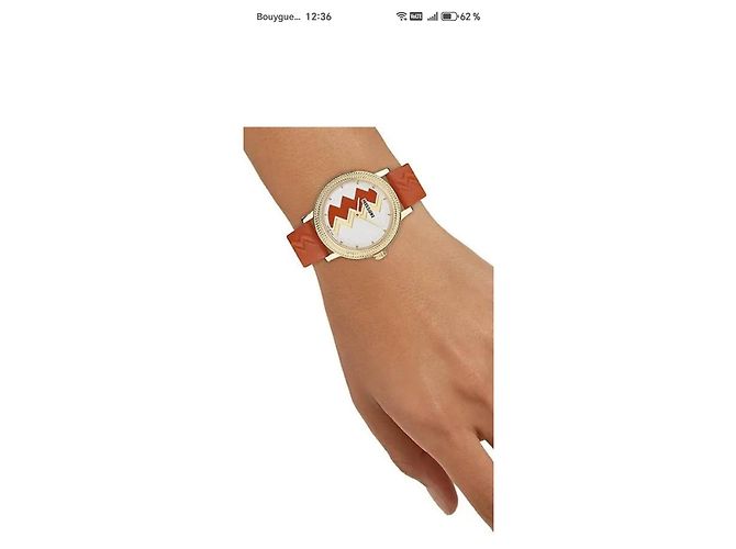 Montre Missoni Zigzag Cuir Orange Blanc Doré - vue 5
