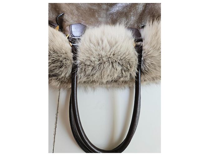 Bolsa Prada de couro marrom e shearling - vista 10
