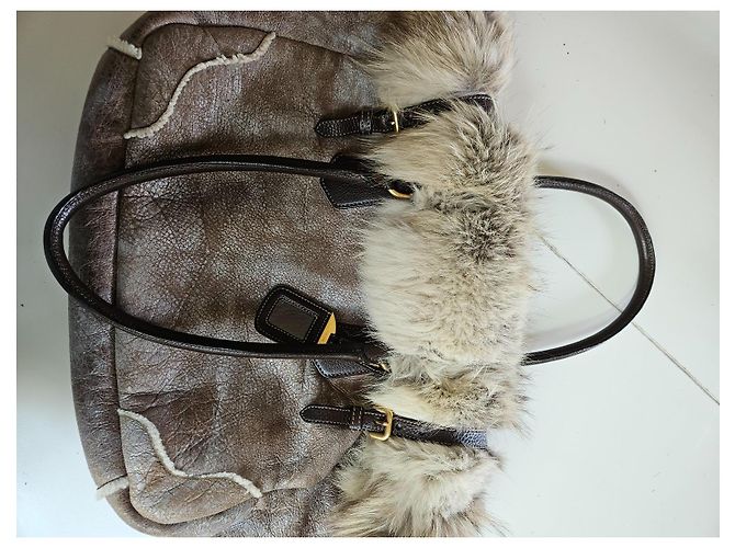 Bolsa Prada de couro marrom e shearling - vista 11