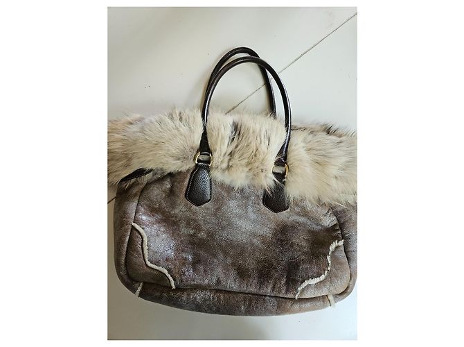 Bolsa Prada de couro marrom e shearling - vista 2