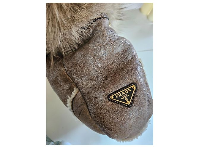 Bolsa Prada de couro marrom e shearling - vista 3