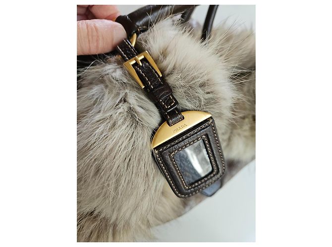 Bolsa Prada de couro marrom e shearling - vista 7