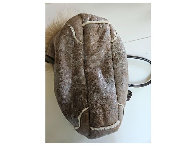 Bolsa Prada de couro marrom e shearling - vista 9