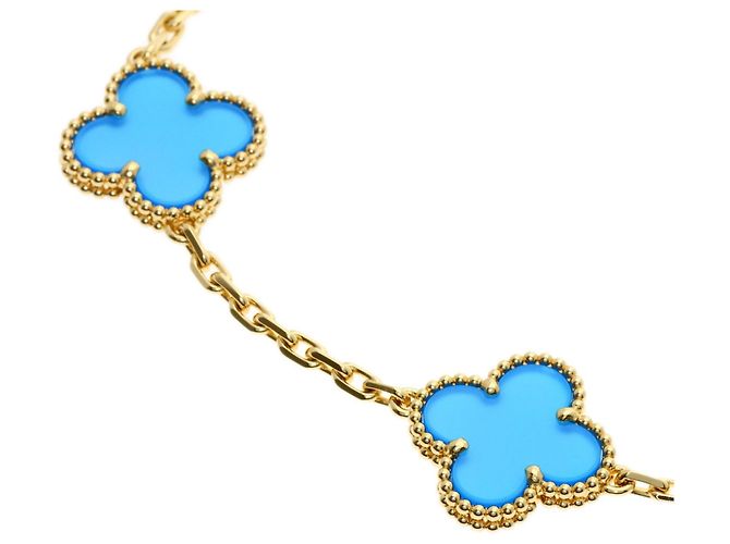 Bracciale charm Vintage Alhambra in agata blu Van Cleef & Arpels - vista 2