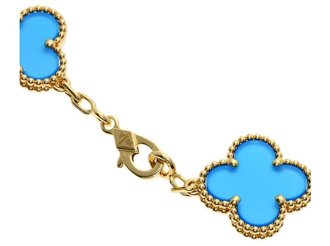 Bracciale charm Vintage Alhambra in agata blu Van Cleef & Arpels - vista 4