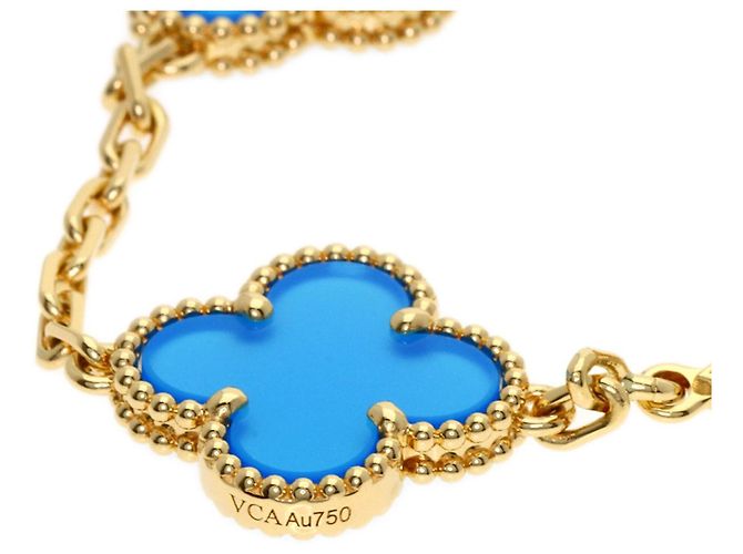 Bracciale charm Vintage Alhambra in agata blu Van Cleef & Arpels - vista 5