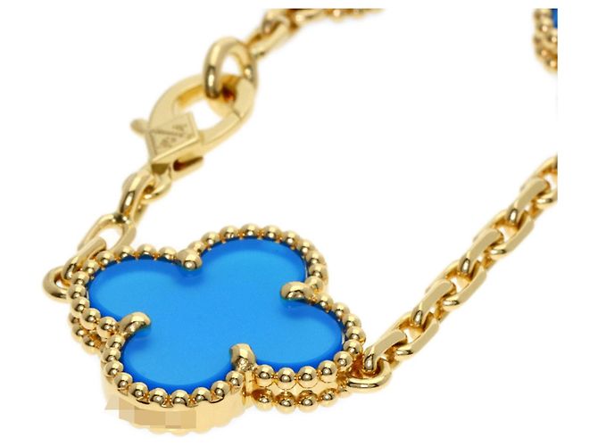 Bracciale charm Vintage Alhambra in agata blu Van Cleef & Arpels - vista 6