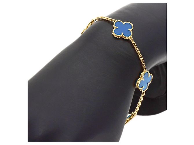 Bracciale charm Vintage Alhambra in agata blu Van Cleef & Arpels - vista 7