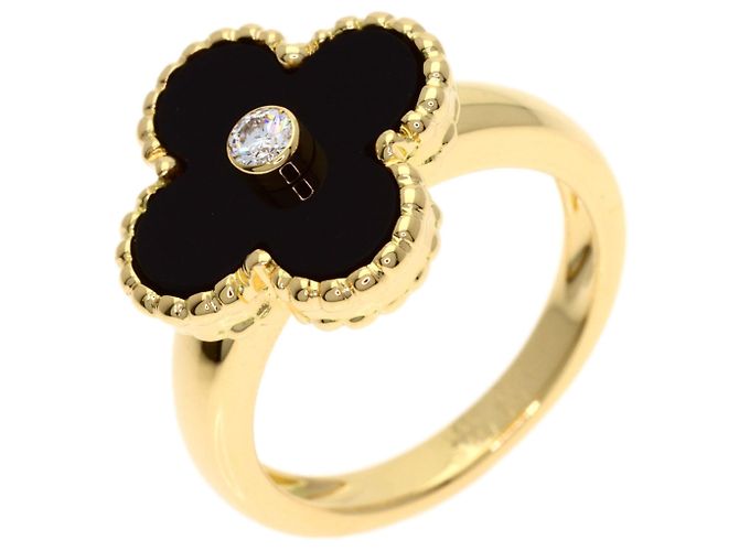 Van Cleef & Arpels Vintage Alhambra Diamant Onyx Ring - Ansicht 2