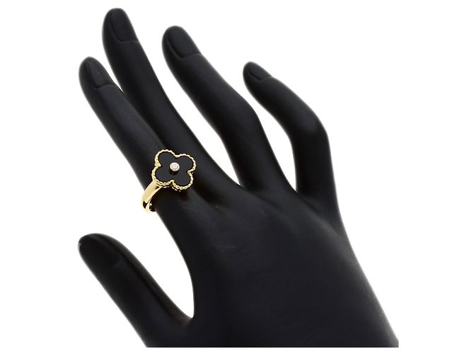 Van Cleef & Arpels Vintage Alhambra Diamant Onyx Ring - Ansicht 6