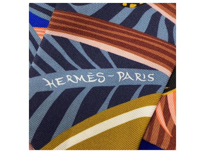 Hermès Hermes Twilly Seidentuch Blau Orange Gelb - Ansicht 3