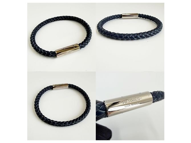 Hermès Bracciale Goliath Hermes Argento Blu navy - vista 3