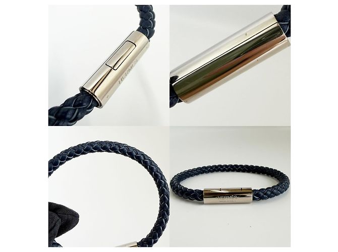 Hermès Bracciale Goliath Hermes Argento Blu navy - vista 4