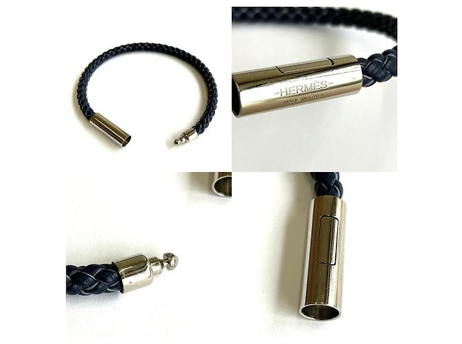 Hermès Bracciale Goliath Hermes Argento Blu navy - vista 5