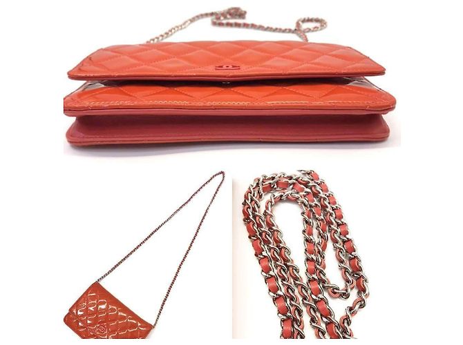 Wallet On Chain Chanel Matelassé Lackleder Chain Wallet Rot - Ansicht 4
