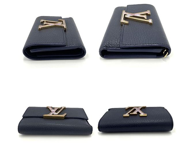 Portafoglio Louis Vuitton Portefeuille Capucines Compact Tri-fold Blu navy - vista 4