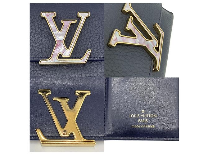 Portafoglio Louis Vuitton Portefeuille Capucines Compact Tri-fold Blu navy - vista 6