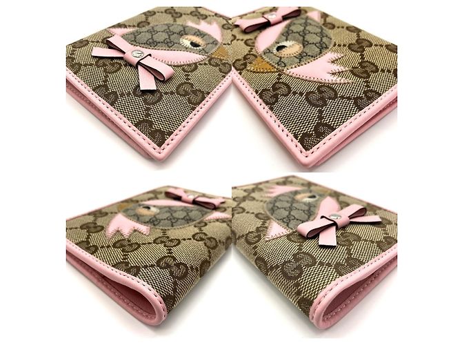 Porta-passaporte Gucci Papagallo GG Canvas Rosa Bege - vista 3