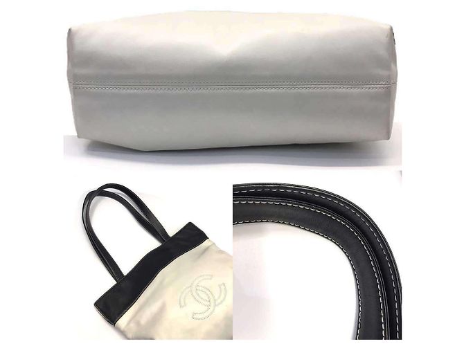 Chanel Bicolor Leder Tote Bag Weiß - Ansicht 4