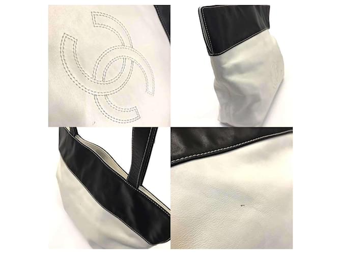 Chanel Bicolor Leder Tote Bag Weiß - Ansicht 5