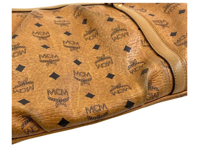 Borsa Tote MCM Logo in pelle marrone - vista 12