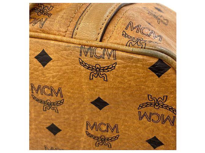 Borsa Tote MCM Logo in pelle marrone - vista 13