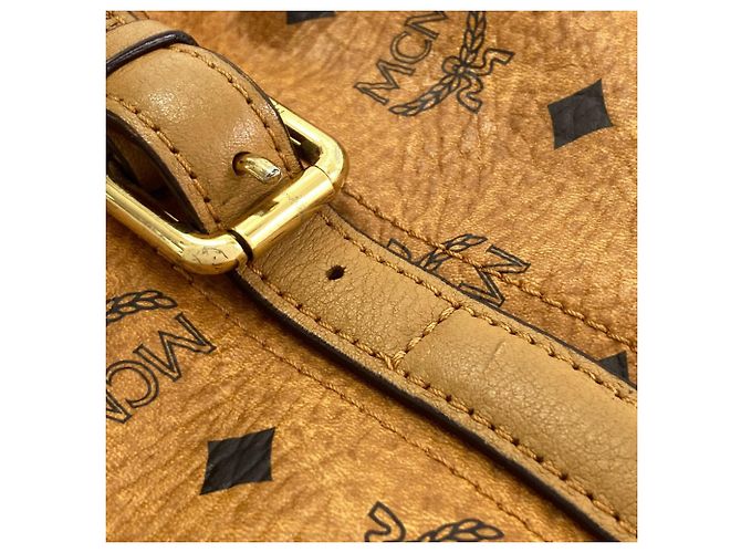 Borsa Tote MCM Logo in pelle marrone - vista 17